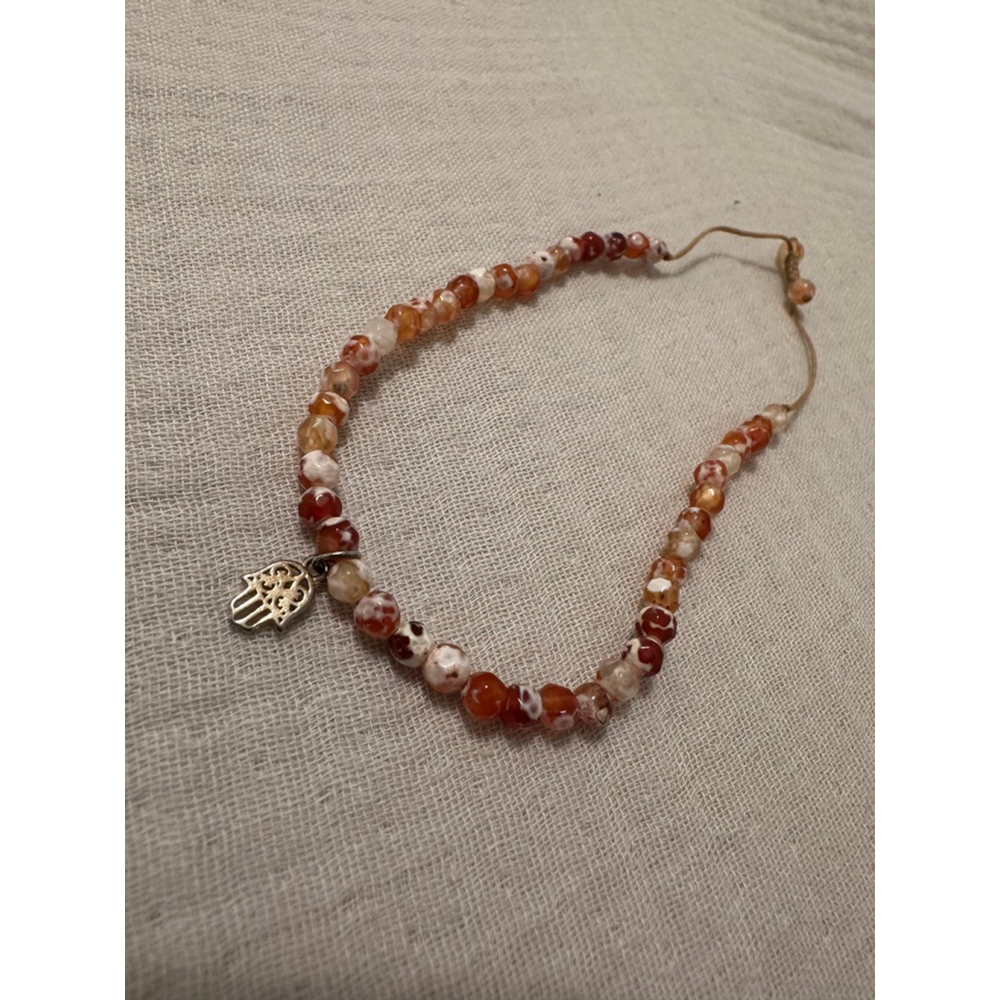 Orange White Rust Beaded Bracelet One Size